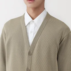Clearance Muji Cárdigan de punto doble y cuello en V para hombre
