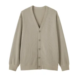 Clearance Muji Cárdigan de punto doble y cuello en V para hombre