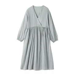 Discount Muji Cárdigan largo de doble gasa con puntos dobby para mujer