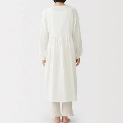Discount Muji Cárdigan largo de doble gasa con puntos dobby para mujer