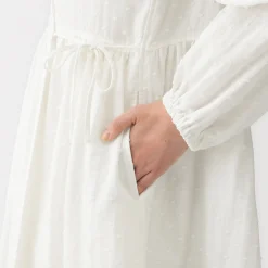 Discount Muji Cárdigan largo de doble gasa con puntos dobby para mujer