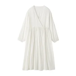 Discount Muji Cárdigan largo de doble gasa con puntos dobby para mujer