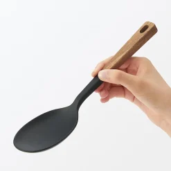 Online Muji Cuchara de cocina de silicona con mango de madera