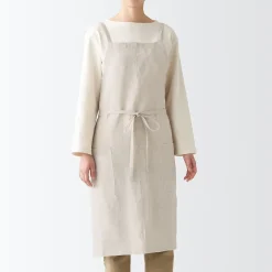 Clearance Muji Delantal cruzado de lino (Beige)