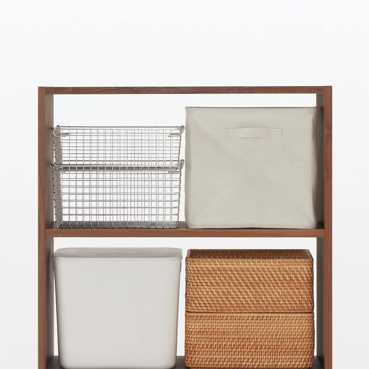 Clearance Muji Estantería ancha de nogal con 3 estantes