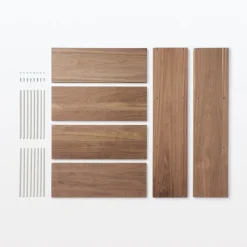 Clearance Muji Estantería ancha de nogal con 3 estantes