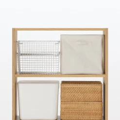 Online Muji Estantería ancha de roble con 3 estantes