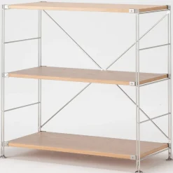 Online Muji Estantería de acero inoxidable y roble ‐ Ancha S