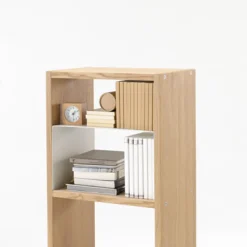 Muji Estantería estrecha de roble con 2 estantes