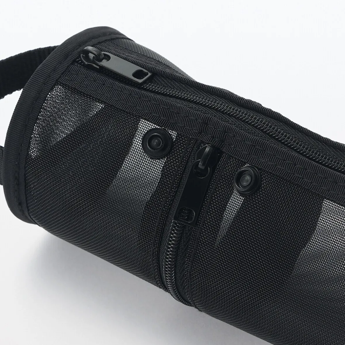 Hot Muji Estuche de malla de nailon para bolígrafos Negro