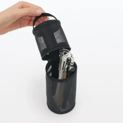 Hot Muji Estuche de malla de nailon para bolígrafos Negro