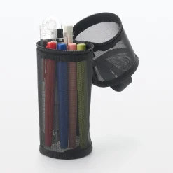 Hot Muji Estuche de malla de nailon para bolígrafos Negro