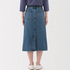 Muji Falda acampanada de mezcla de kapok para mujer