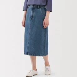 Muji Falda acampanada de mezcla de kapok para mujer