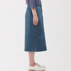 Muji Falda acampanada de mezcla de kapok para mujer
