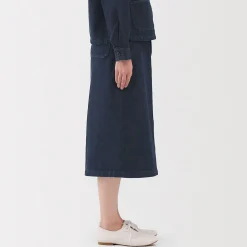 Muji Falda acampanada de mezcla de kapok para mujer