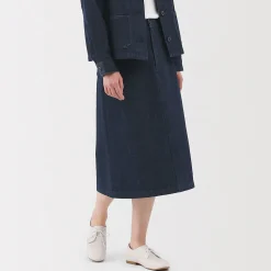Muji Falda acampanada de mezcla de kapok para mujer