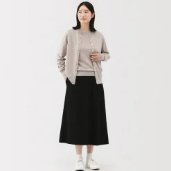 Outlet Muji Falda acampanada elástica y cepillada para mujer