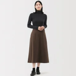 Outlet Muji Falda acampanada elástica y cepillada para mujer
