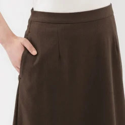 Outlet Muji Falda acampanada elástica y cepillada para mujer
