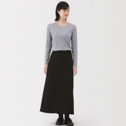 Best Muji Falda acampanada elástica de corte chino para mujer