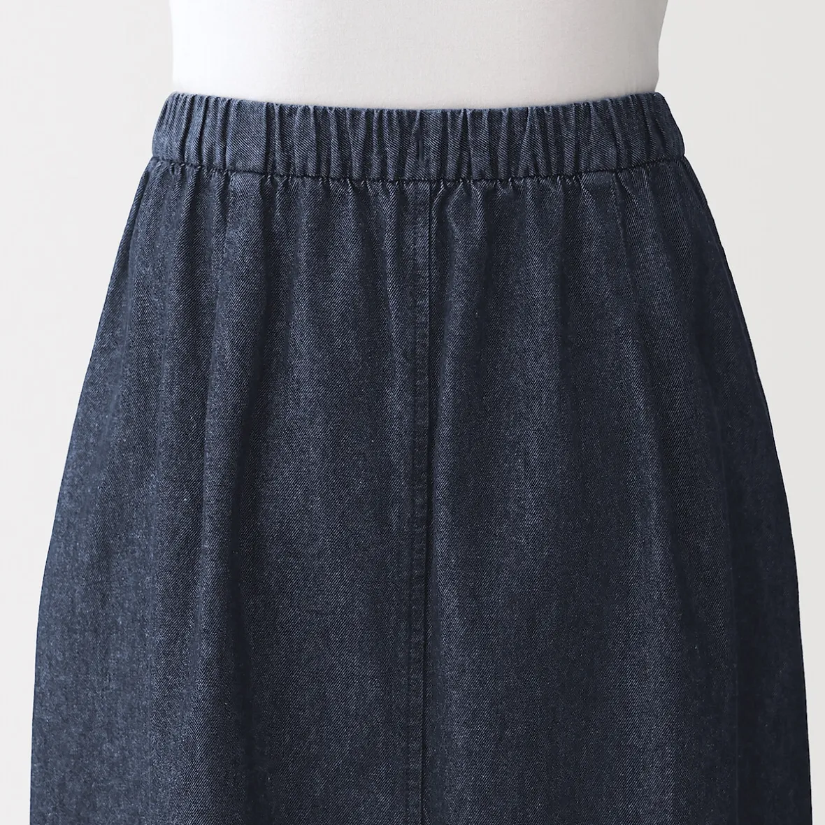 Discount Muji Falda cómoda de corte midi y tejido vaquero lavado para mujer Azul Marino Oscuro