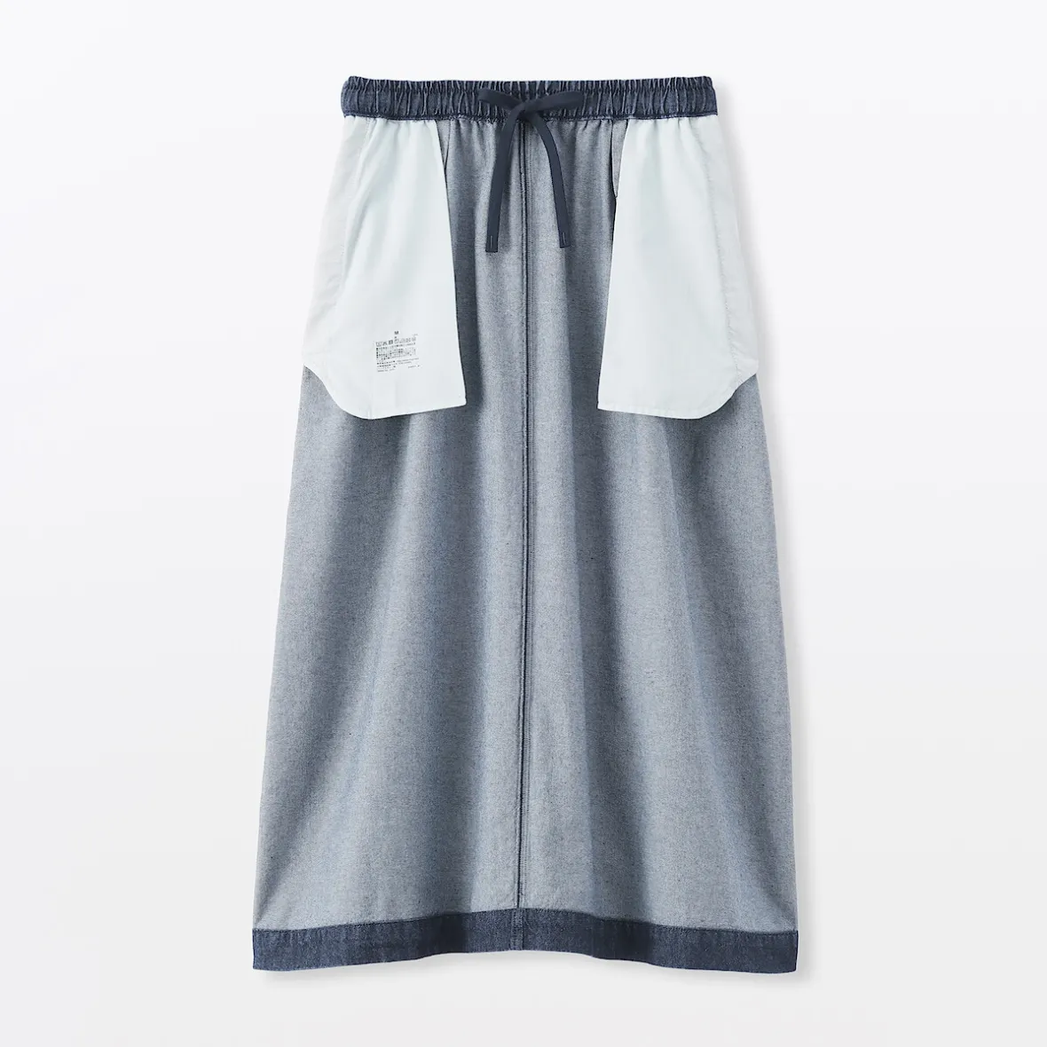 Discount Muji Falda cómoda de corte midi y tejido vaquero lavado para mujer Azul Marino Oscuro