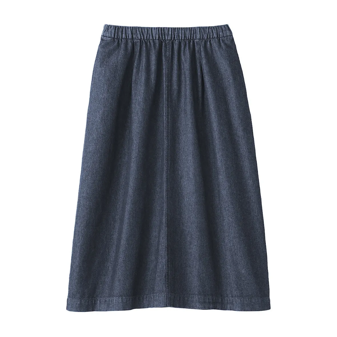 Discount Muji Falda cómoda de corte midi y tejido vaquero lavado para mujer Azul Marino Oscuro