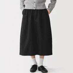 Sale Muji Falda cómoda de corte midi y algodón lavado para mujer