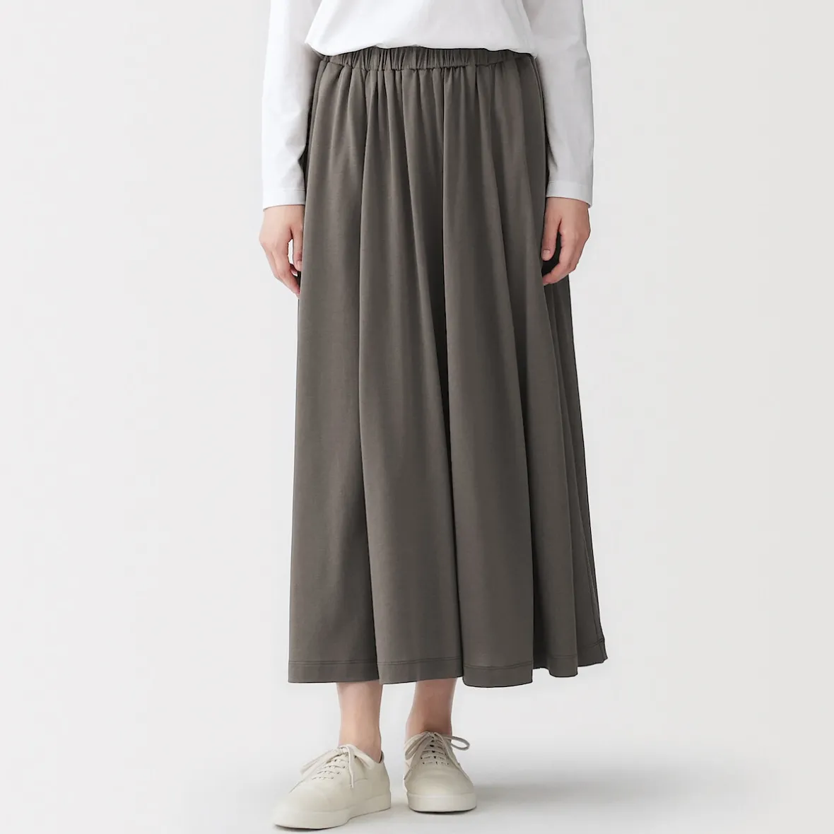 Sale Muji Falda midaxi fruncida de punto de mezcla de lyocell para mujer
