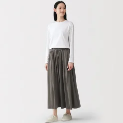 Sale Muji Falda midaxi fruncida de punto de mezcla de lyocell para mujer