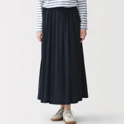 Sale Muji Falda midaxi fruncida de punto de mezcla de lyocell para mujer