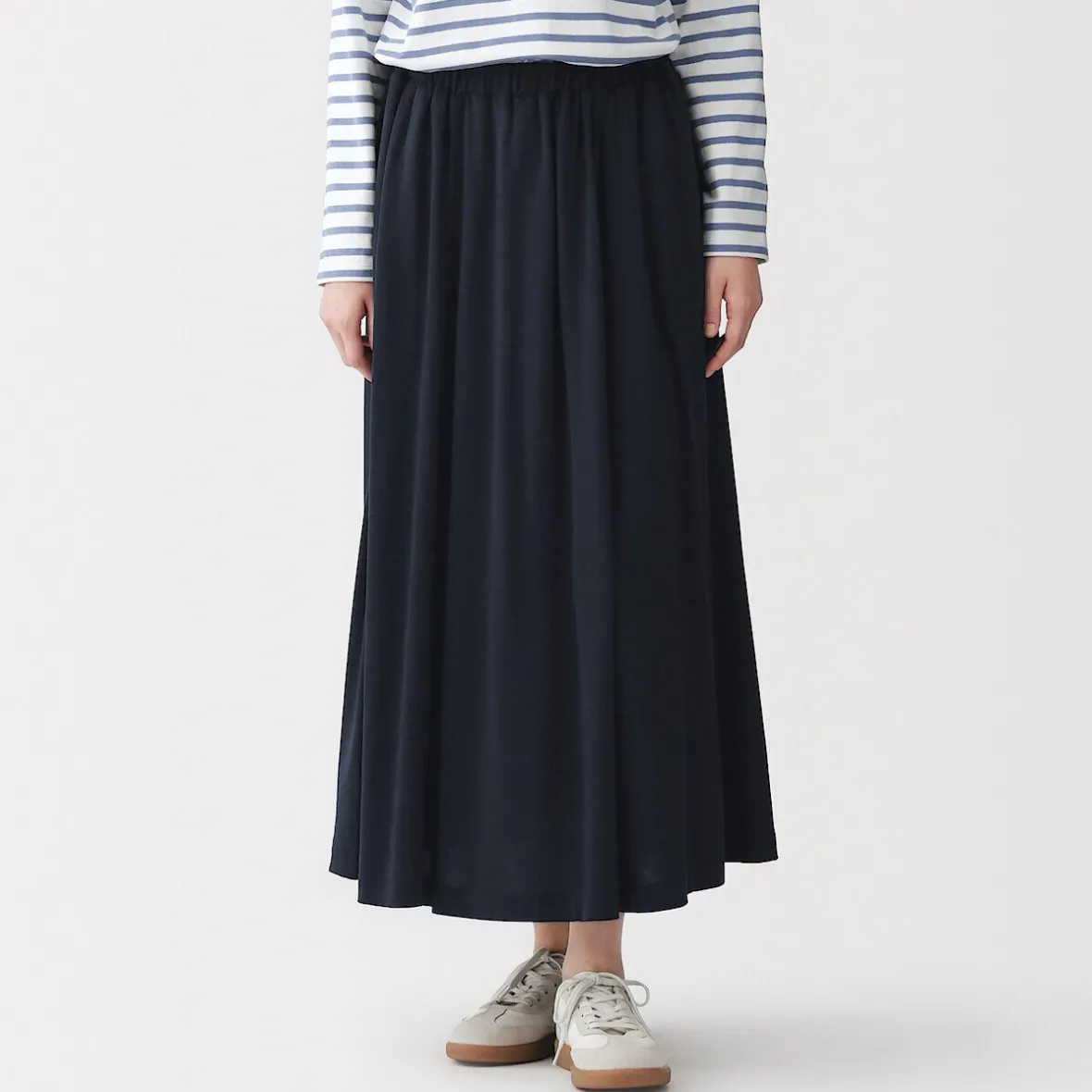 Sale Muji Falda midaxi fruncida de punto de mezcla de lyocell para mujer