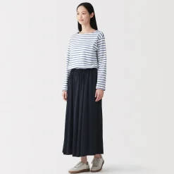 Sale Muji Falda midaxi fruncida de punto de mezcla de lyocell para mujer