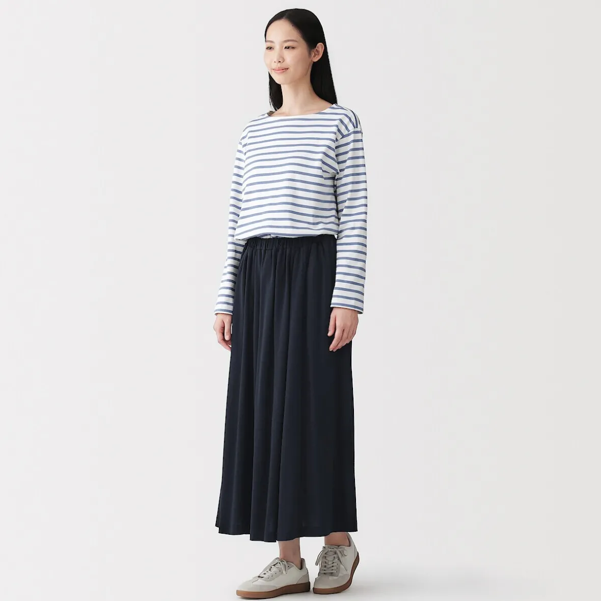 Sale Muji Falda midaxi fruncida de punto de mezcla de lyocell para mujer