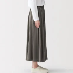 Sale Muji Falda midaxi fruncida de punto de mezcla de lyocell para mujer