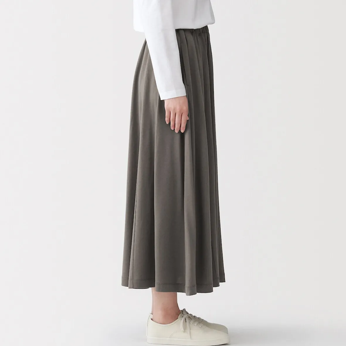 Sale Muji Falda midaxi fruncida de punto de mezcla de lyocell para mujer