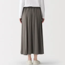 Sale Muji Falda midaxi fruncida de punto de mezcla de lyocell para mujer