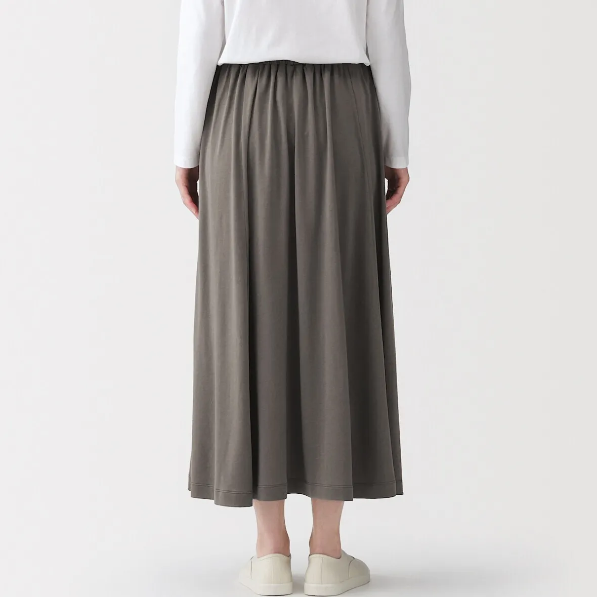 Sale Muji Falda midaxi fruncida de punto de mezcla de lyocell para mujer