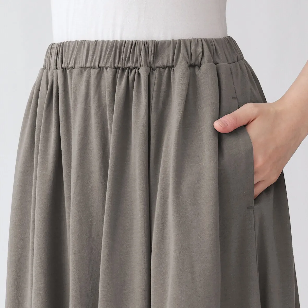 Sale Muji Falda midaxi fruncida de punto de mezcla de lyocell para mujer