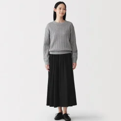 Sale Muji Falda midaxi fruncida de punto de mezcla de lyocell para mujer