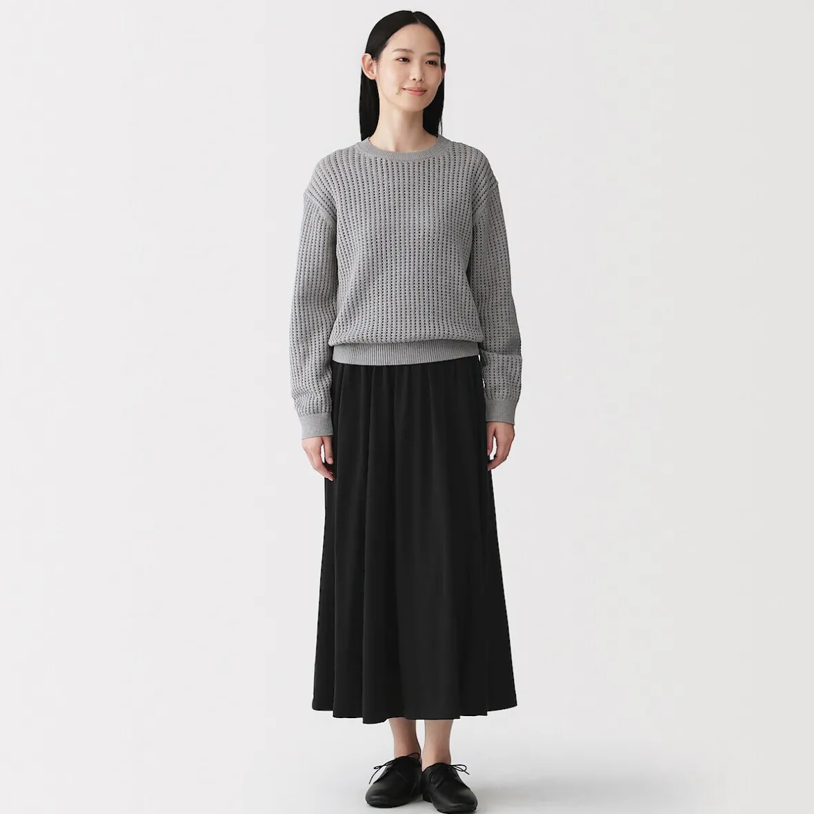 Sale Muji Falda midaxi fruncida de punto de mezcla de lyocell para mujer