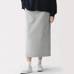 Discount Muji Falda midi de mezcla de algodón y tejido de sudadera ligera para mujer