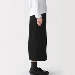 Discount Muji Falda midi de mezcla de algodón y tejido de sudadera ligera para mujer