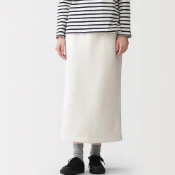 Discount Muji Falda midi de mezcla de algodón y tejido de sudadera ligera para mujer
