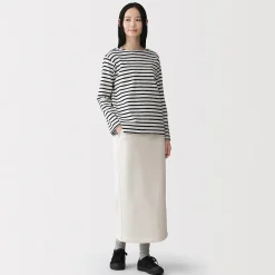 Discount Muji Falda midi de mezcla de algodón y tejido de sudadera ligera para mujer