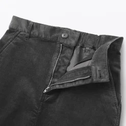 Muji Falda midi de pana elástica con cintura alta para mujer