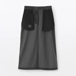 Muji Falda midi de pana elástica con cintura alta para mujer