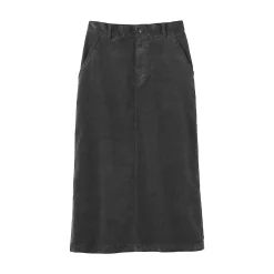 Muji Falda midi de pana elástica con cintura alta para mujer