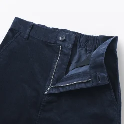 Muji Falda midi de pana elástica con cintura alta para mujer